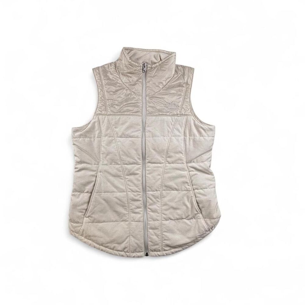 The North Face Quilted Puffer Vest Women's Large Cream Full Zip Outdoor